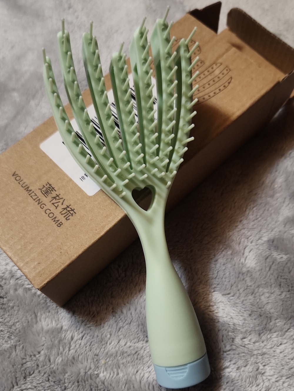 Light Green Volumizing Hair Comb - Flexible Detangling Brush